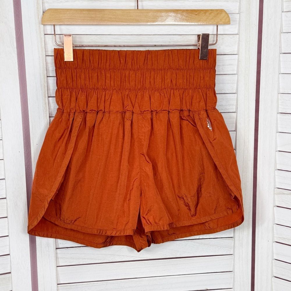 Free People The Way Home Nylon Athletic Running Shorts Rust Orange Small